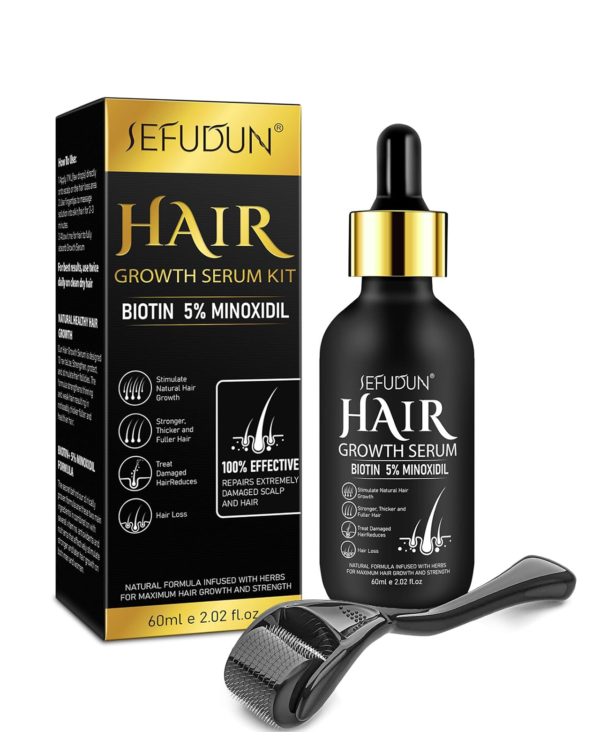 Hair Growth Serum with Biotin-Hair Care for Healthy Hair Growth for Men Women-Thicken and Strengthen for Hair Regrowth with 0.25mm Roller -60ML