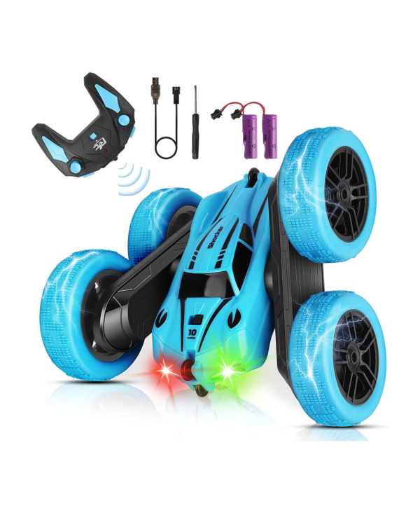 CYM Remote Control Cars, RC Stunt Car, 4WD 2.4 Ghz Remote Control Car with LED Light, 360°Double Side Flips RC Car for 6+ Year Old Boy Kids Girl