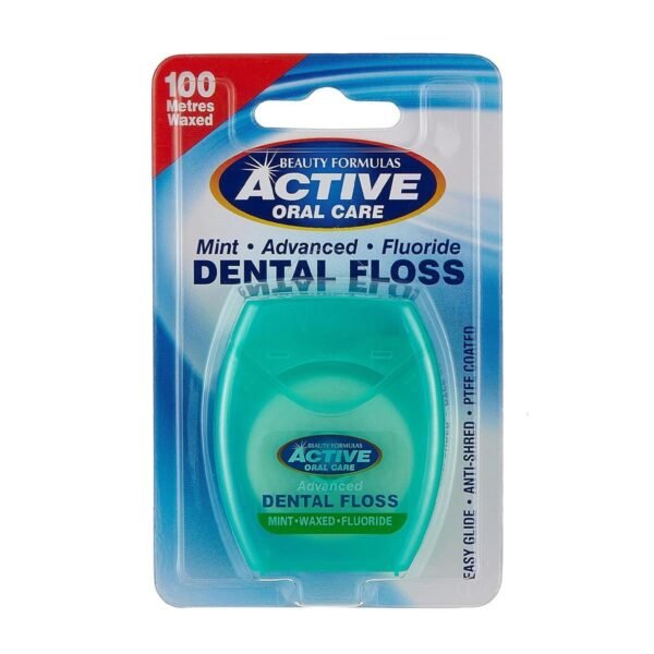 Beauty Formulas Active Oral Care Advanced Dental Floss with Mint Wax Fluoride,100 Metre Size