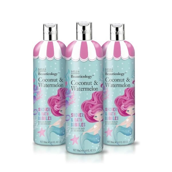 Baylis & Harding Beauticology Mermaid Shower and Bath Bubbles, 500ml, (Pack of 3) - Vegan Friendly