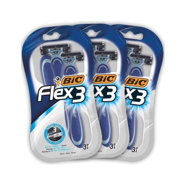 BIC Flex 3 Blade Mens Disposable Razor, 3 Count (Pack of 3)