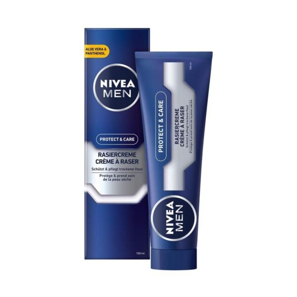 NIVEA MEN Protect & Care Shaving Cream in Pack of 1 (1 x 100 ml), with Creamy Foam for a Gentle Shave, Skin-Friendly Shaving Cream for Men