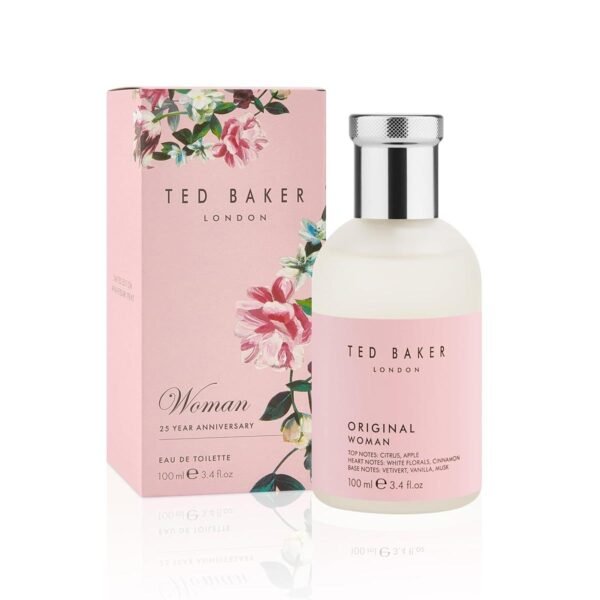 Ted Baker Woman Pink EDT, Floral Green Feminine Fragrance, Opening Notes are Fresh Peach, Bergamont and Tangerine with Warm Musk, Vanilla and Vetiver Base Notes, 100ml