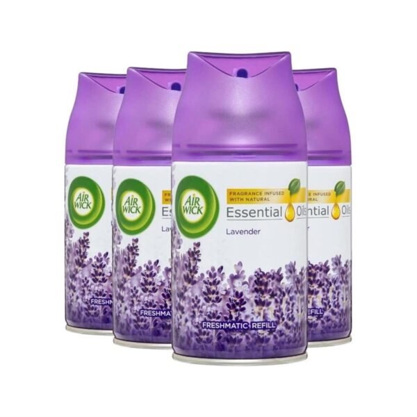 AirWick Air Freshener Freshmatic Autospray Refill, Purple Lavender Meadow, Multipack of 4 x 70 days, Lasts Total Up to 280 days