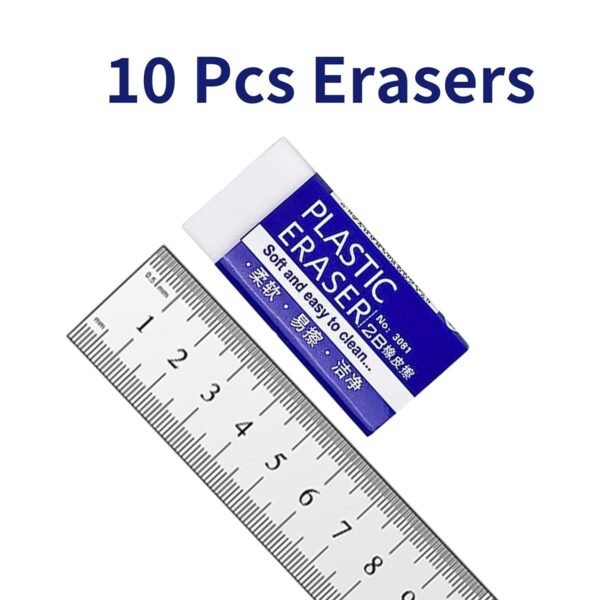 10 Pcs Eraser-White Erasers Multipack Rubbers Erasers for Kids on School, Office, Kids, Adults,Classic Latex Free Plastic Rubber - Image 2