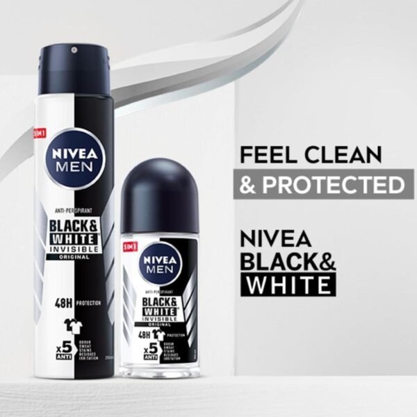 NIVEA MEN Black & White Original Anti-Perspirant Deodorant Roll-On (50mL), Men's Anti-Perspirant Deodorant + Masculine Fragrance Men's Deodorant Roll-On - Image 2