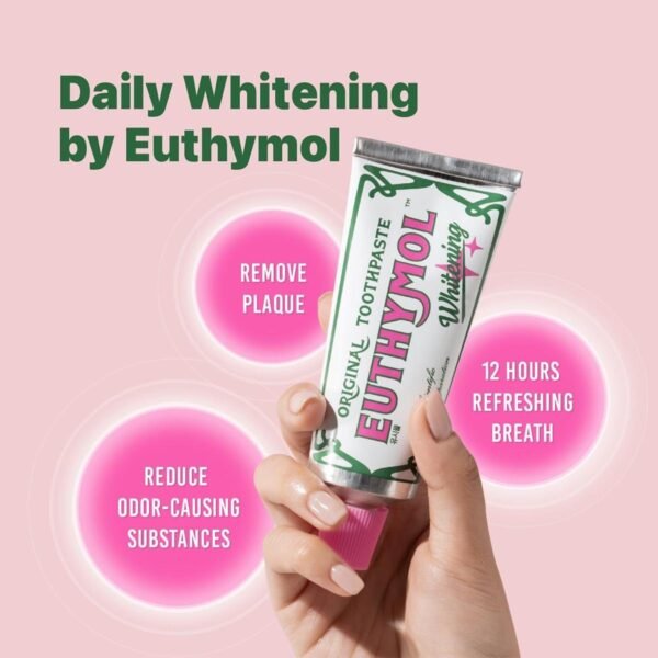 Euthymol Whitening Toothpaste 75ml x 3, Contains Fluoride Vitamin E, Non-GMO Gluten Free, Plaque Removal Cavity Protection Antibacterial, White Clean Teeth, Freshens Breath Refreshing Dental Care - Image 3