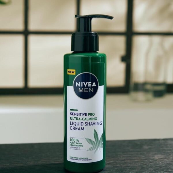 NIVEA MEN Sensitive Pro Ultra Calming Liquid Shaving Cream (200 ml), Shaving Cream Enriched with Hemp Seed Oil and Vitamin E for Stress-Minimising Face Care - Image 3