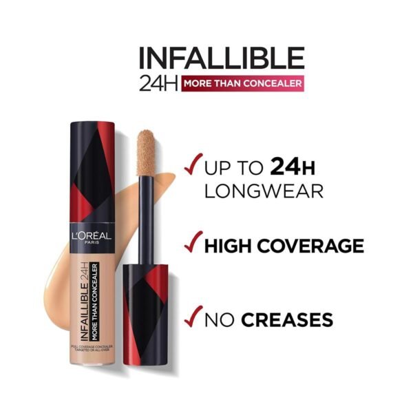 L'Oréal Paris Infallible 24H More Than Concealer, Full-coverage, Longwear and Matte Finish, 322 Ivory - Image 3