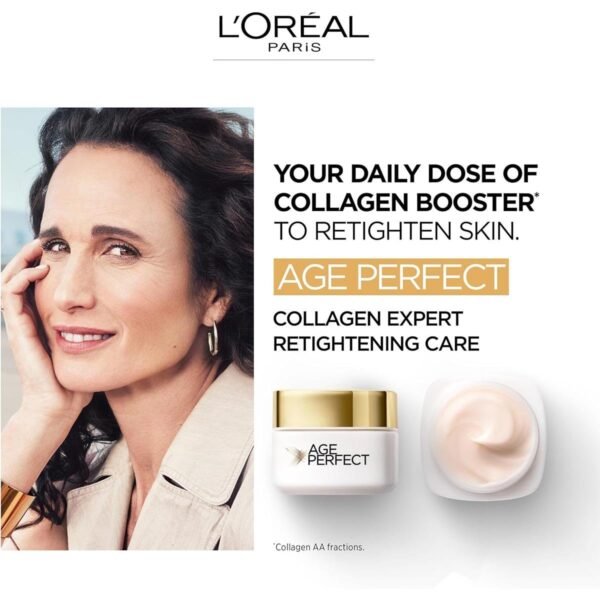 L’Oréal Paris Age Perfect Collagen Expert Retightening Day Cream 50+, Firmer, Supple, Moisturised and Hydrated Skin, Collagen AA Fractions, 50ml - Image 4