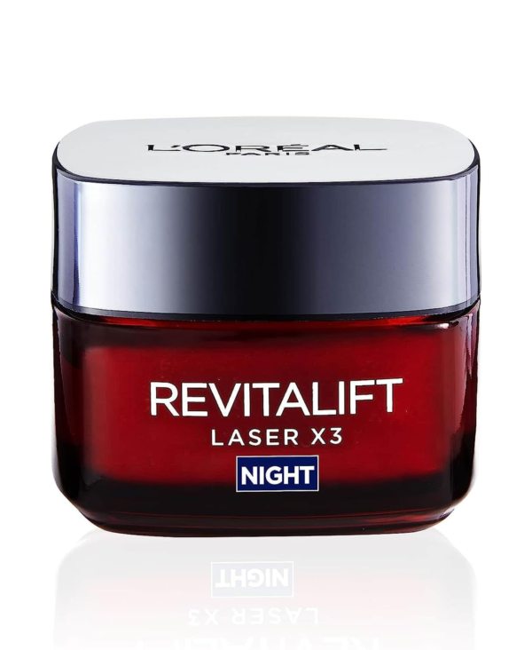 L'Oreal Paris Revitalift Laser Face Moisturiser, X3 Triple Action Anti-Ageing Night Cream With Pro Retinol, Hyaluronic Acid and Vitamin C- 50 ml